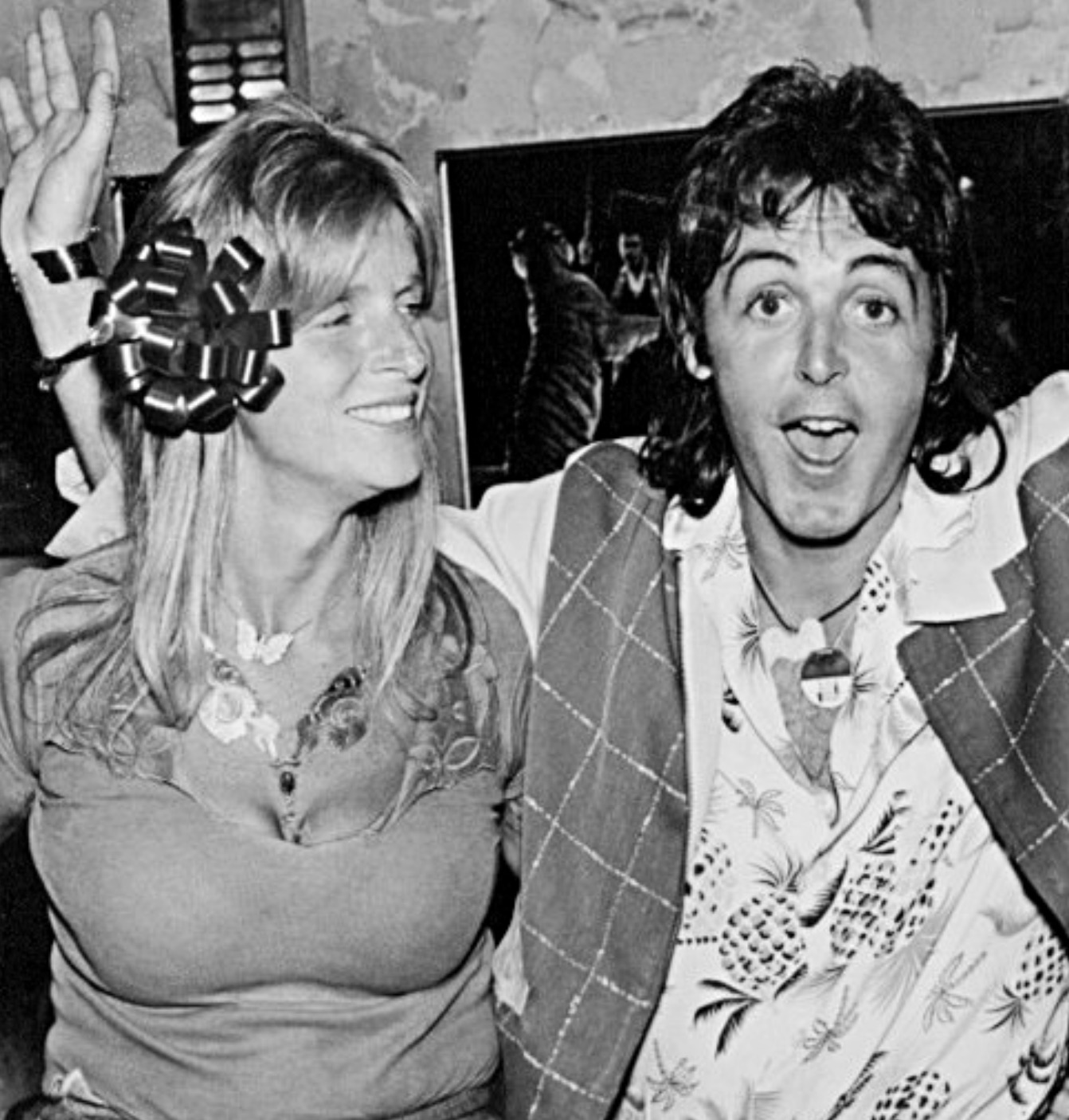 Paul and Linda McCartney backstage 